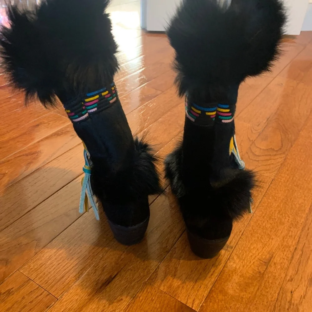 Oscar Sport Black Multi Apres Ski Boots sz 39